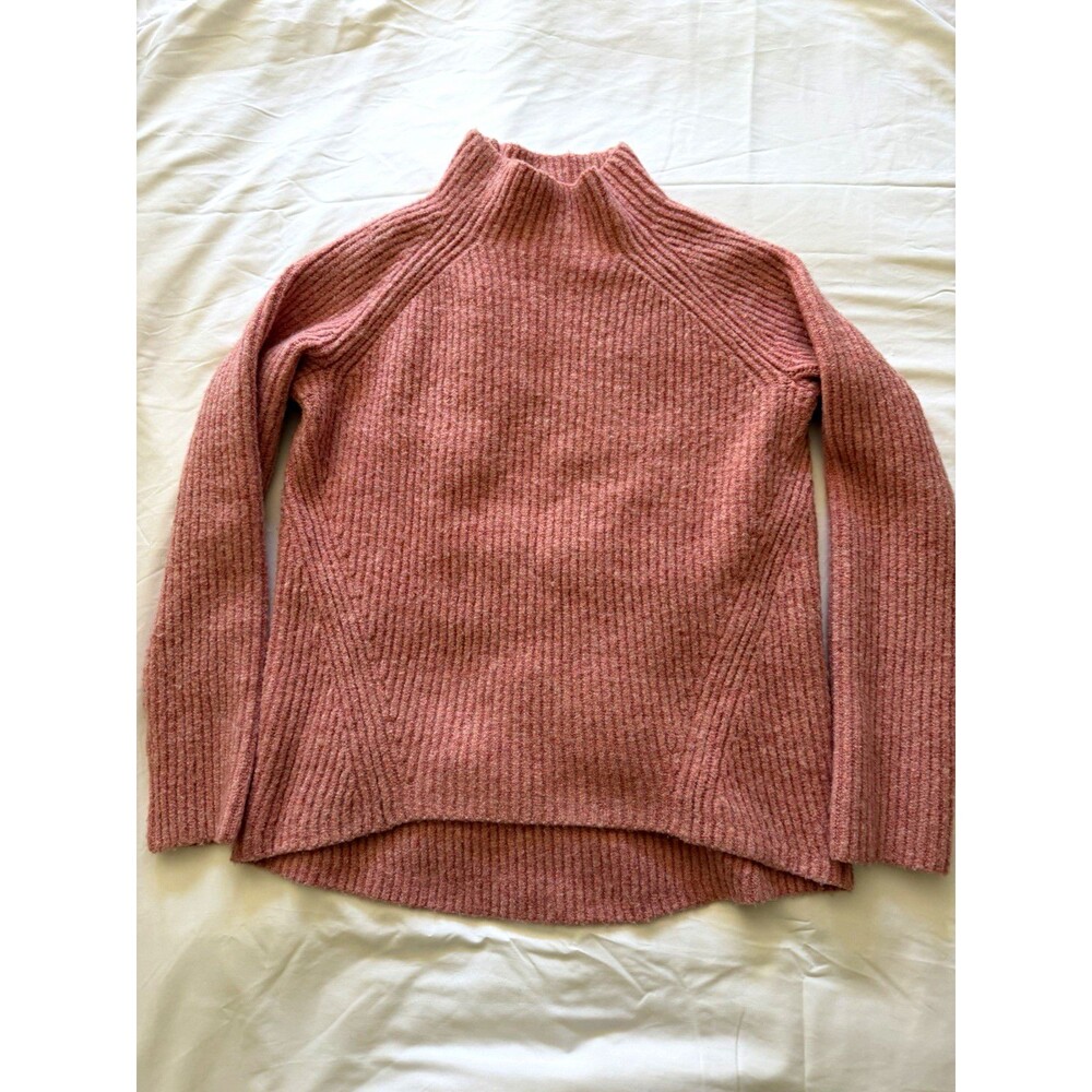 Madewell Northfield Mockneck Sweater Heather Poinsetta Pink Ribbed Knit S